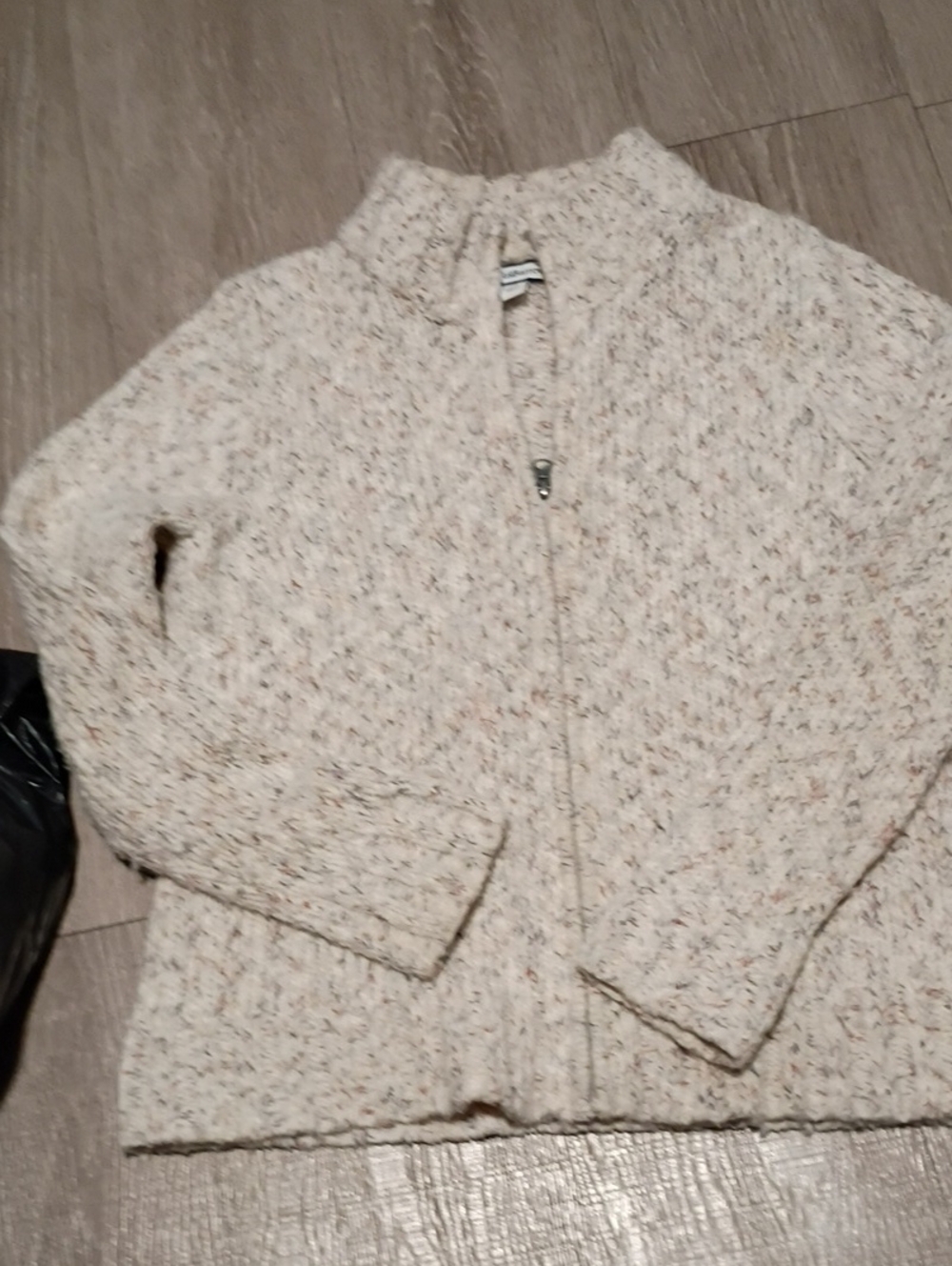 croft & barrow Cream Bouclé Teddy Zip Jacket